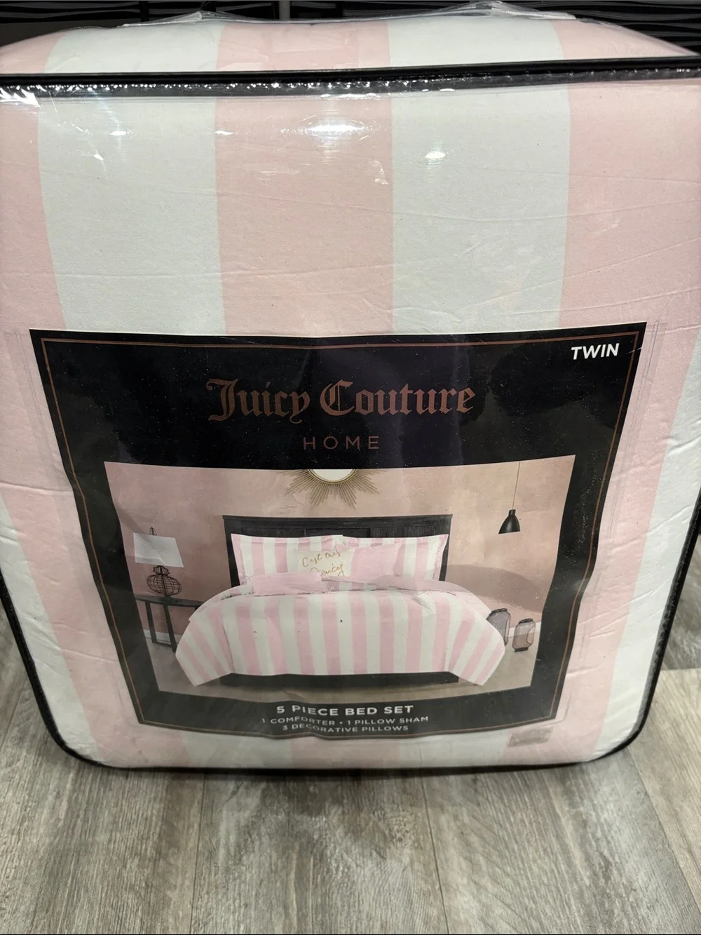 Juicy Couture Reversible Pink Cabana Stripe Comforter Set